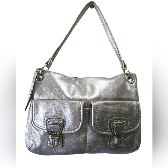 Vintage Y2K Coach 18996 Metallic Silver Poppy Shoulder Crossbody Purse - Picture 1 of 9